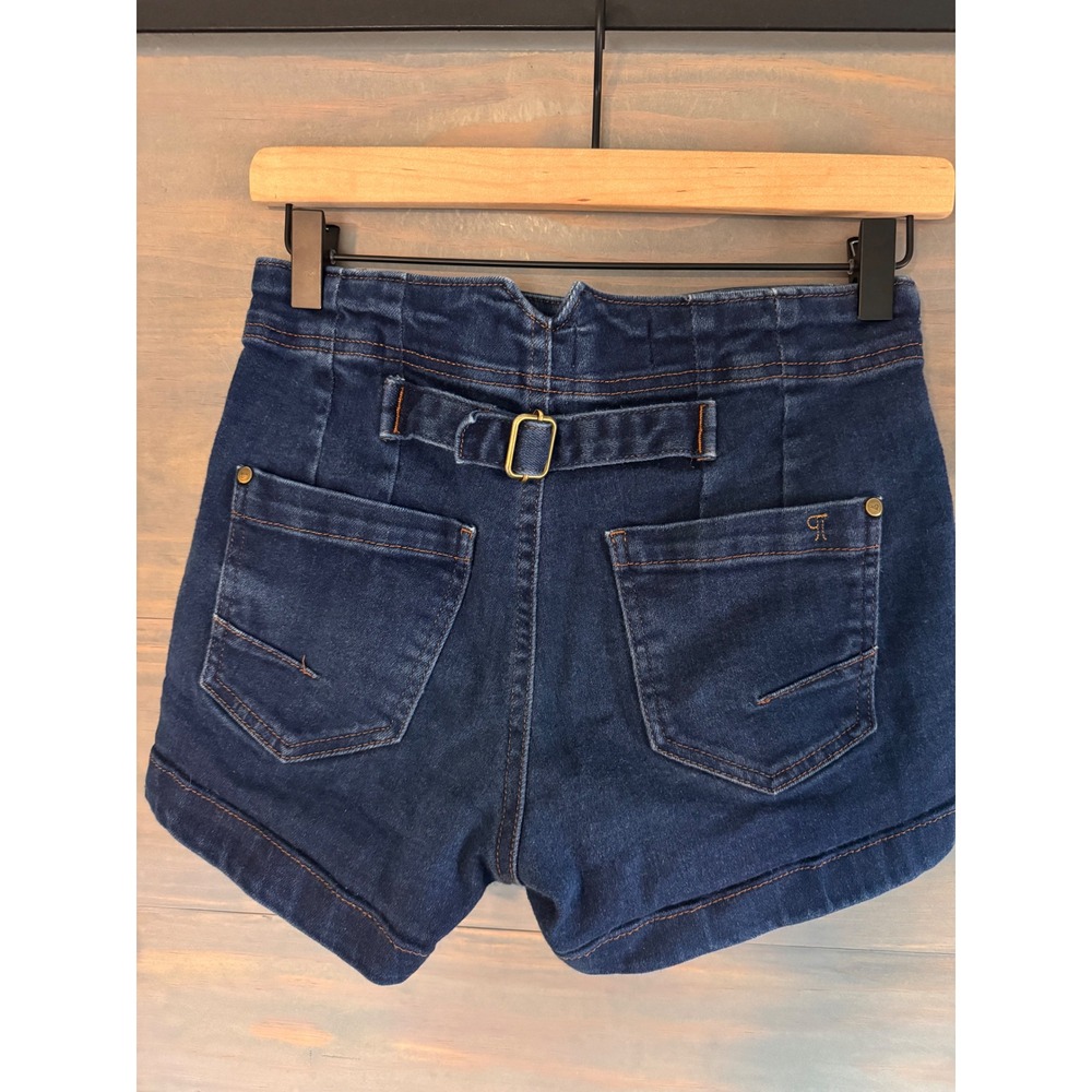 Anthropologie Pilcro The Kit High Rise Cinch Back Denim Sailor Shorts Blue 26 - Picture 4 of 5